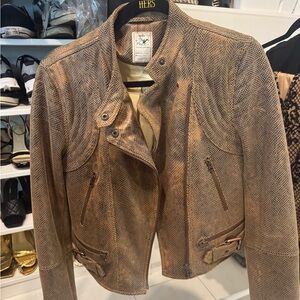 Free people Brown Snake Print Women's Jacket size large worn once